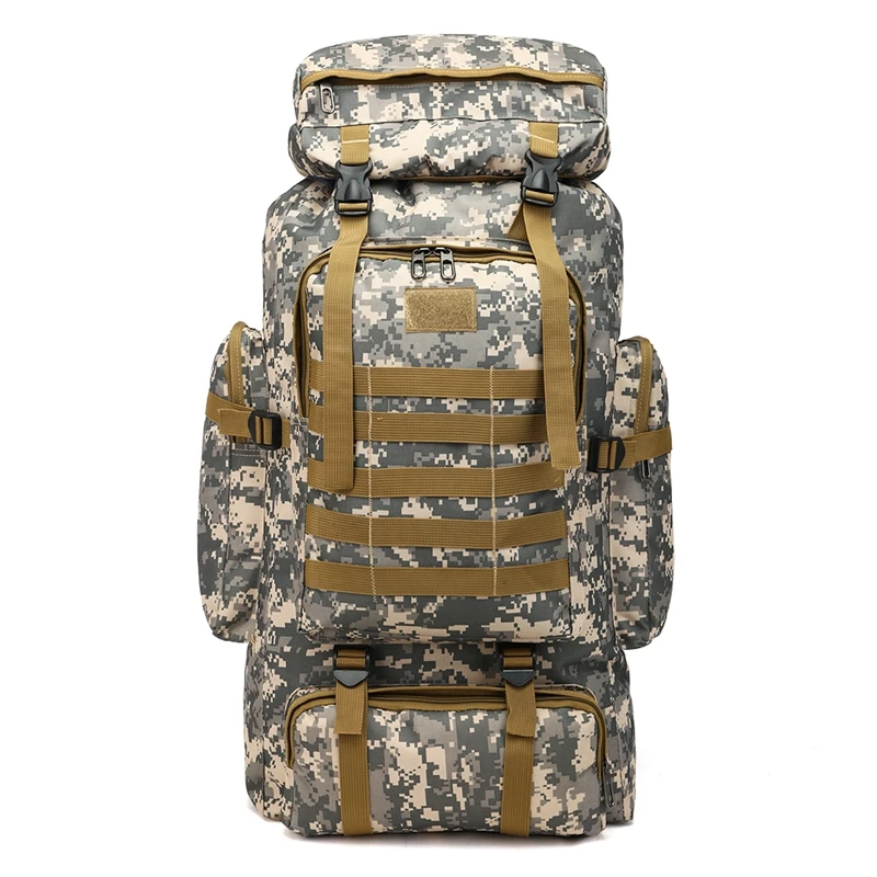 

2021 Wholesale Outdoor Waterproof Hiking Survival 80L Large Army Camouflage Military Tactical Backpack Bag, 6 colors
