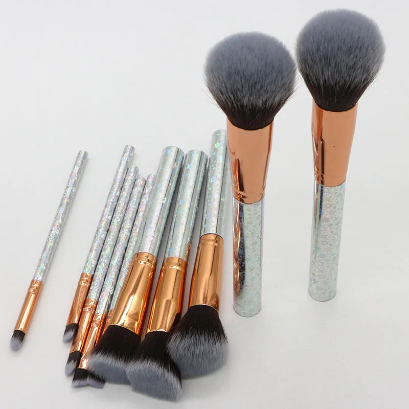 

2021 New 10 Pcs Marble Diamond Glitter Makeup Brushes Foundation Loose Powder make up brush Private Label Makeup Brush Set, Customized color