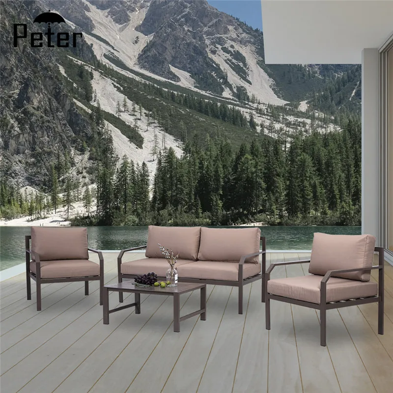 Alu Cushion Outdoor Lounge Couch Furniture 4 Piece Patio Set