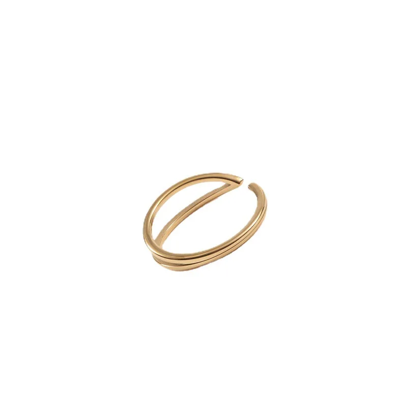 

Geometric Stainless Steel Jewelry Gift Charm 18K Gold Plated Double Layer Opening Rings for Women