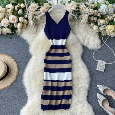 

2021 Latest Design Women Fashion Spring Summer Slim Knitted Mini Dress