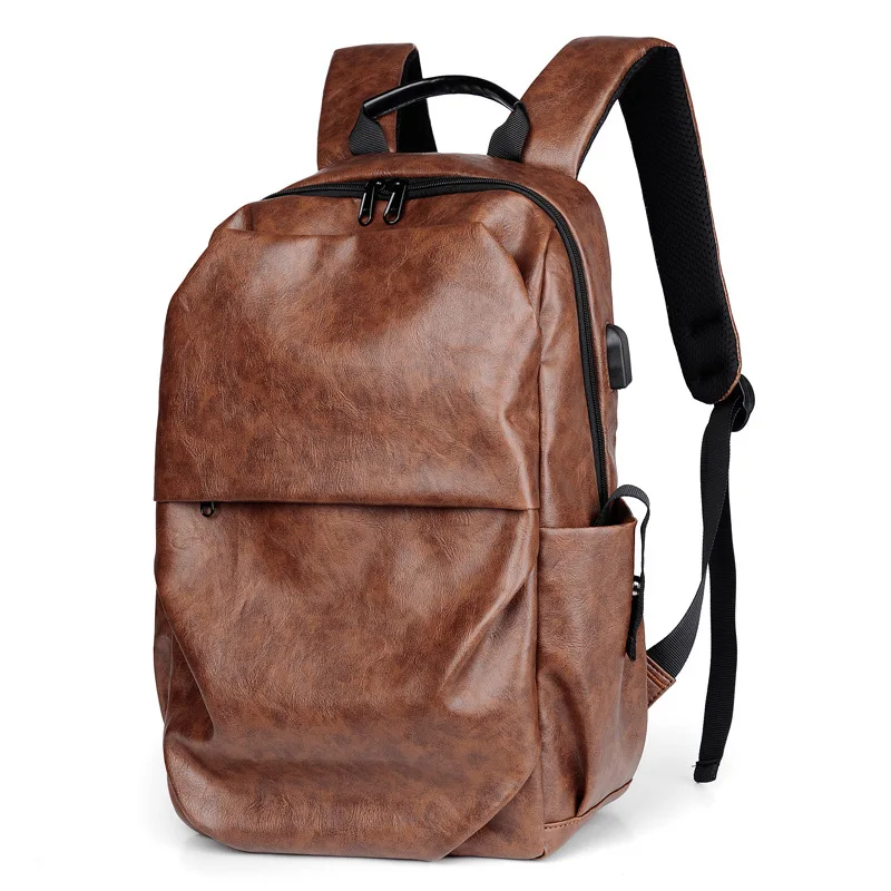 

Men's Genuine Vintage Black Leather Back Pack Laptop Backpack, 3 colors