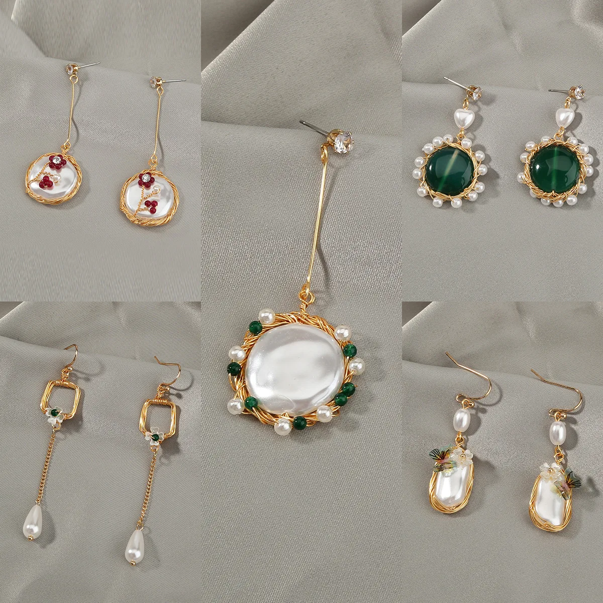 

Hand-wound Fashion pop friendship women flower butterfly tassel pearl earrings