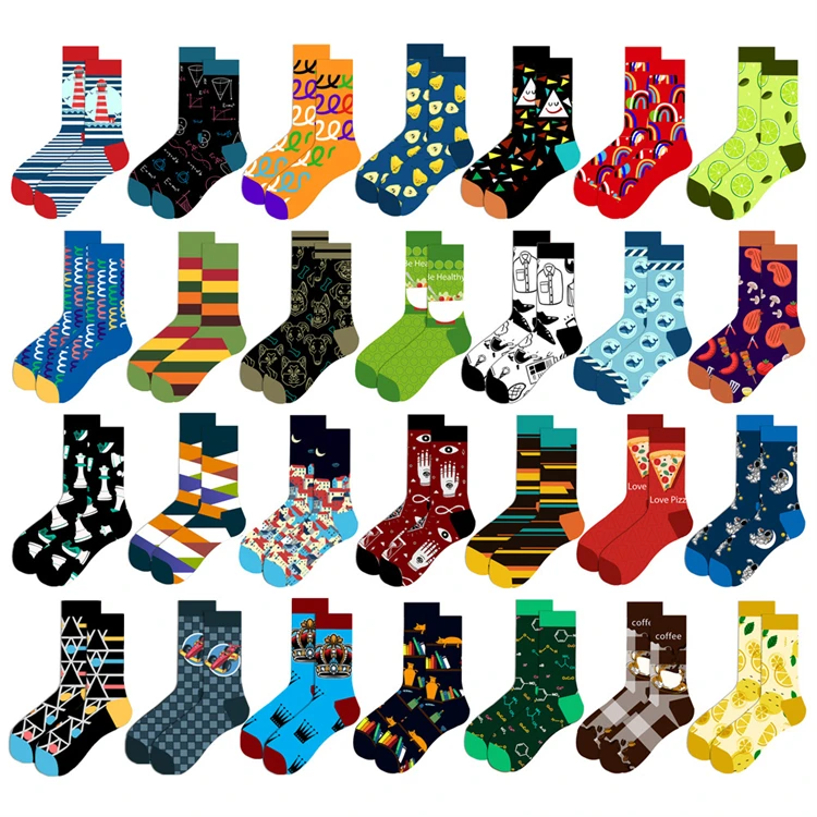 

Custom Logo Men's Socks Fashion Creative Sport Cotton Socks Colorful Logo Long Crew Happy Socks For Men Dropshipping