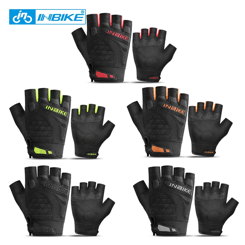 

INBIKE Summer Fitness Gloves Thickened EVA Palm Pad Half Finger Road Bicycle Hiking Cycling Gloves MH020, Red/black/grey/green/orange