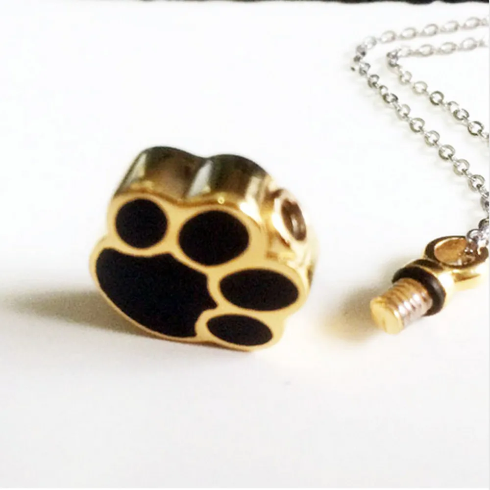 

Lovely Pet Paw Cremation Jewelry Memorial Ashes Keepsake Urn Ash Pendant Necklace, Gold, silver, rose gold