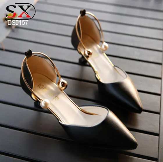 

Ladies White Pointed Toe Pearls Bridal Shoes Mid Heel Block Women OL Shoes, Black,white,pink,brown,beige