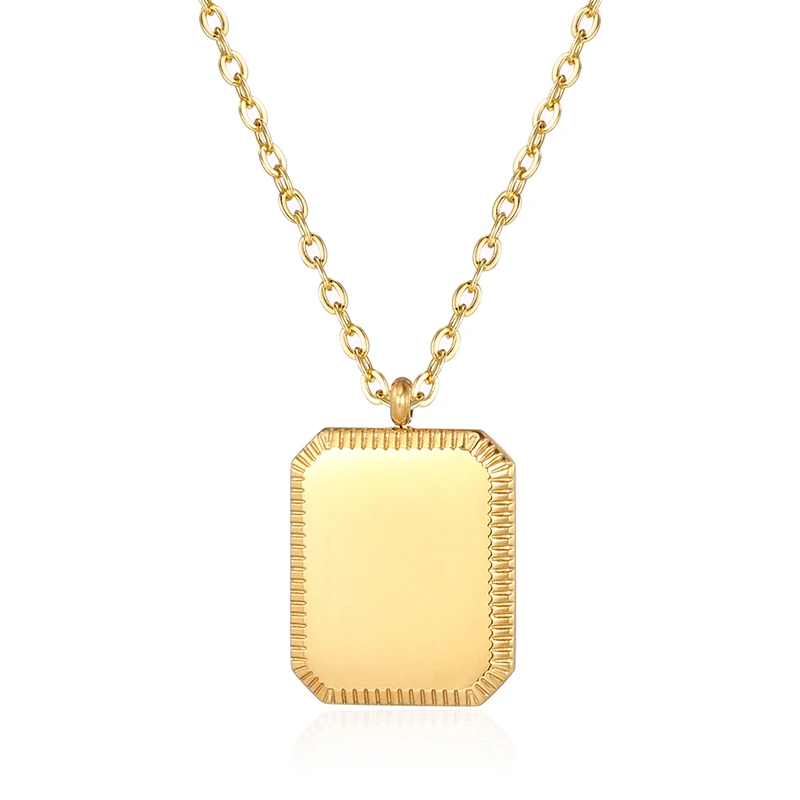 

bijoux femme jewelry under 5 dollars stores custom engrave stainless steel rectangle pendant 18k gold plated necklace for women