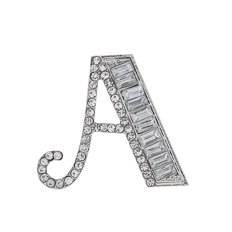 Custom jewelry mens womens pin brooches crystal diamond capital letters alphabet rhinestone badge scarf clip lapel pin brooch