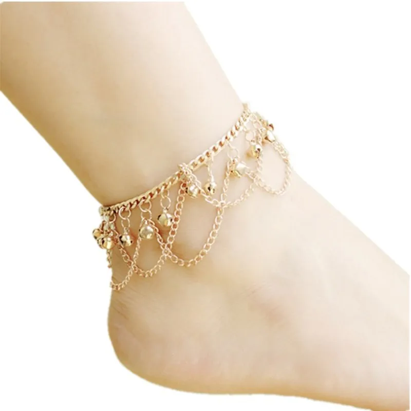 

Multi-Layer Tassel Anklet Chains Jewelry Charm Gifts for Women, Gold color