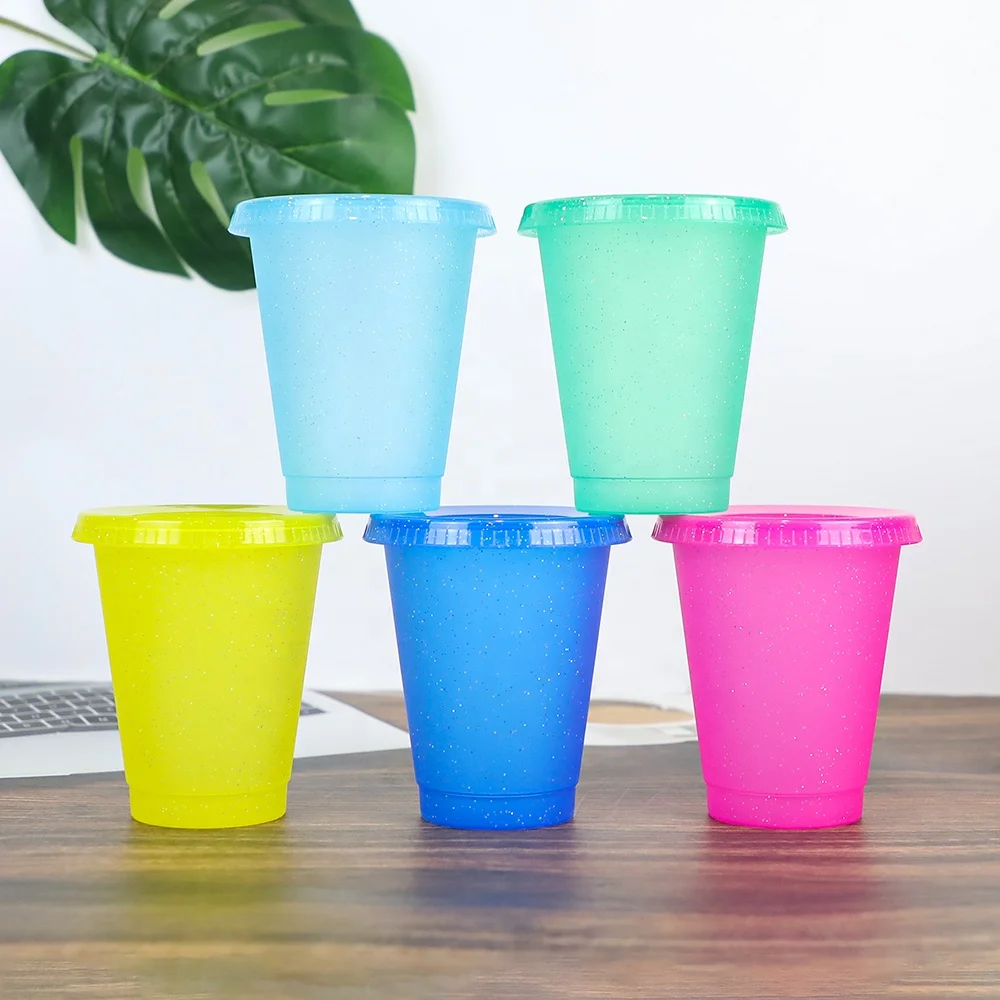 

Christmas Gift Cup Custom Disposable Glitter Plastic Drinking Cup With Lid And Straw