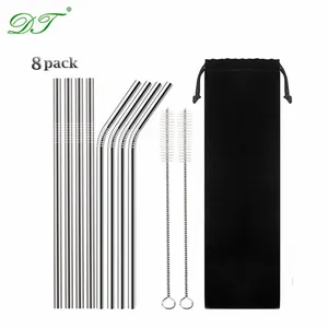 Image of High Quality Reusable Drinking Straw Metal Straws 304 Stainless Steel Straws