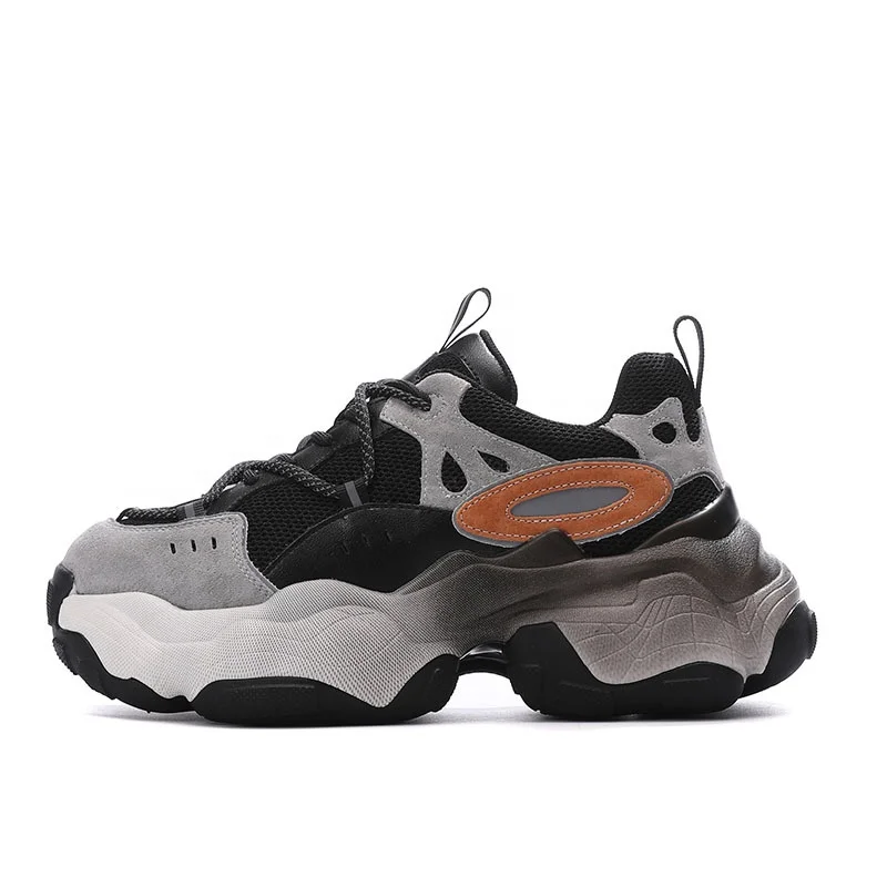 

2021 Autumn New Ins Trend Daddy Shoes Women'S Genuine Leather Color Matching Thick Sole Breathable Sneakers