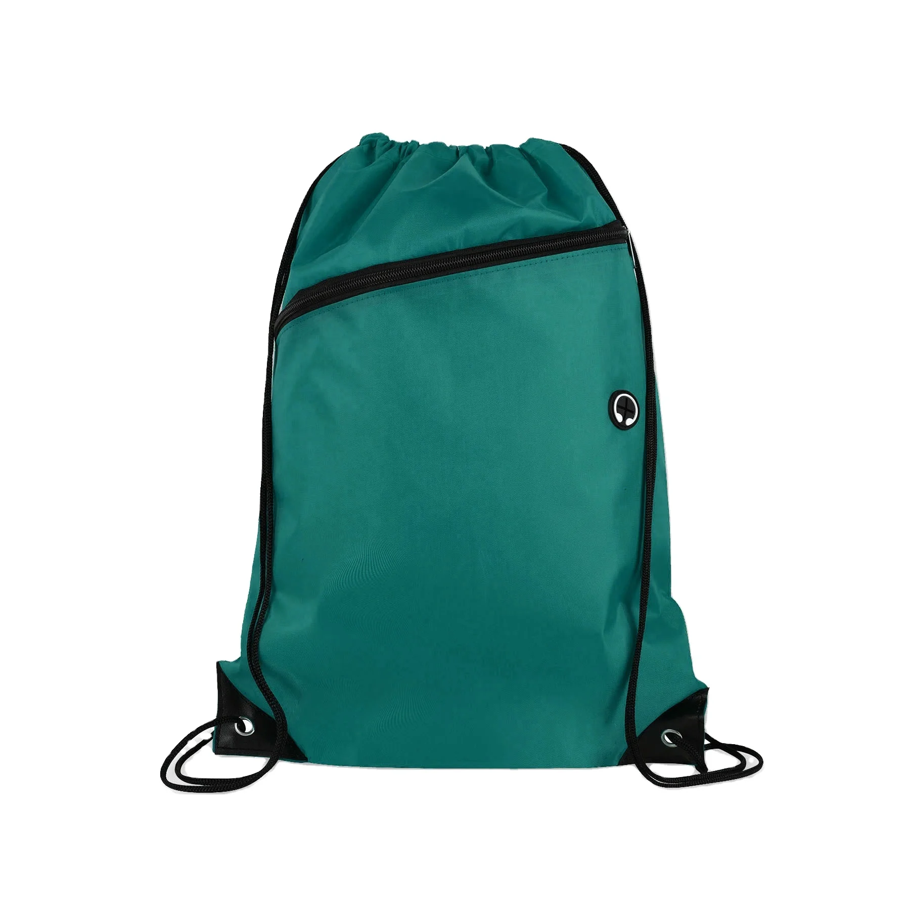 

School Drawstring Bag Polyester Backpack with Zipper Pocket