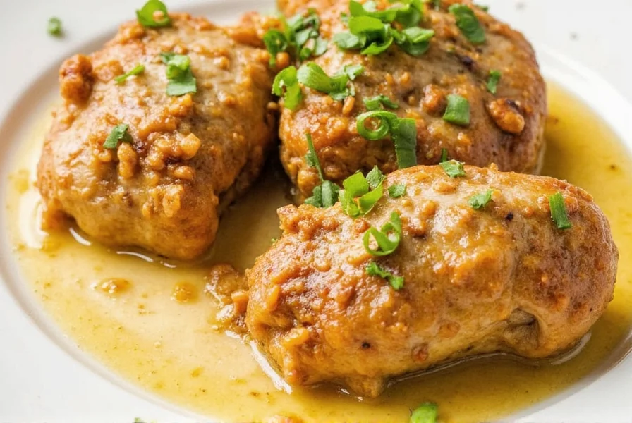Served Plate of Butter Marinade Chicken with Lemon and Herbs