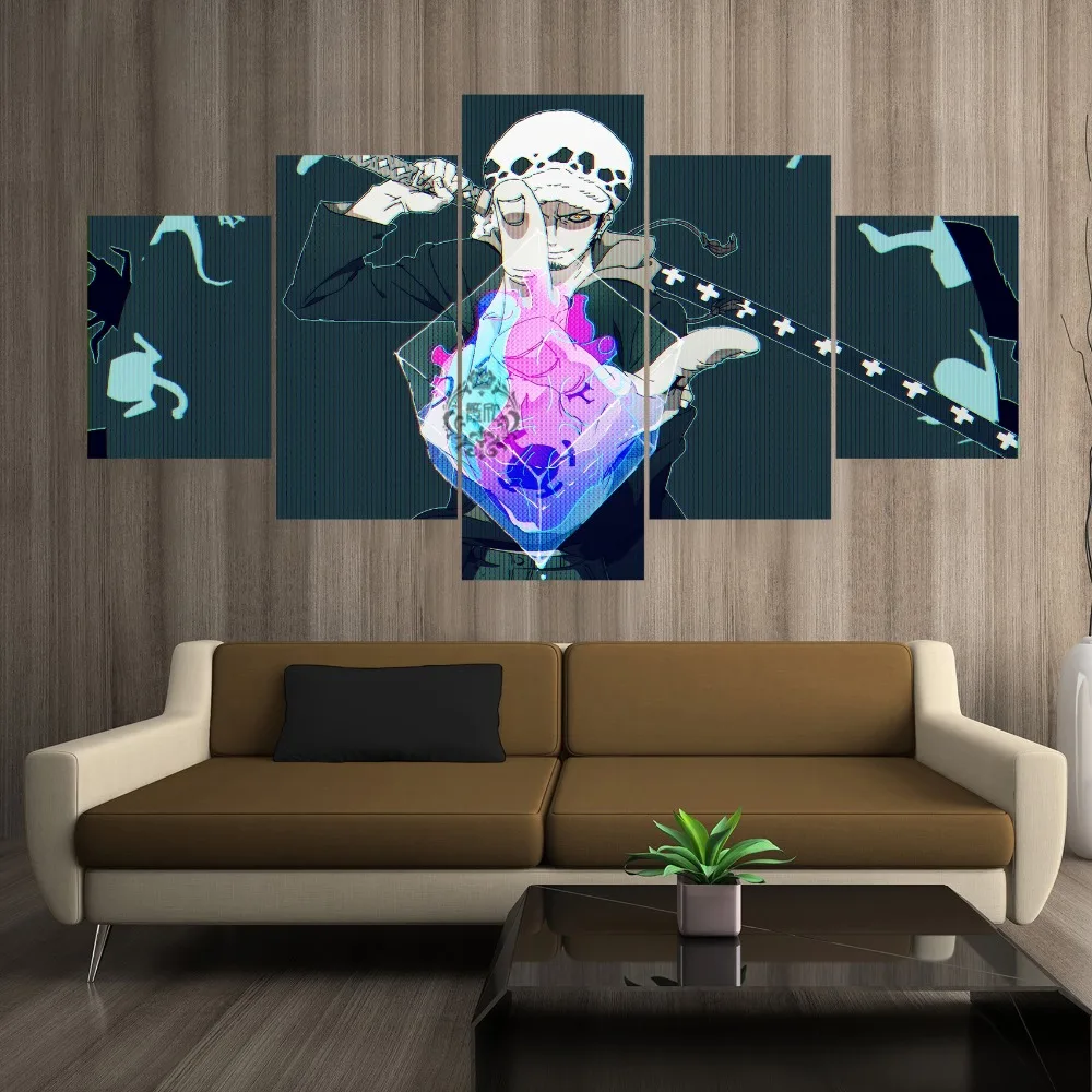 

5 Pieces Fantasy Art Japanese Anime One Piece Oil Painting Trafalgar Law Canvas Wallpaper Living Room Decor Wall Stickers Gifts, Multiple colours