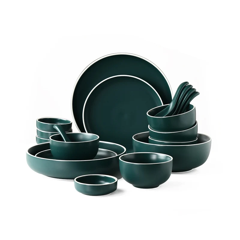 green dinnerware set