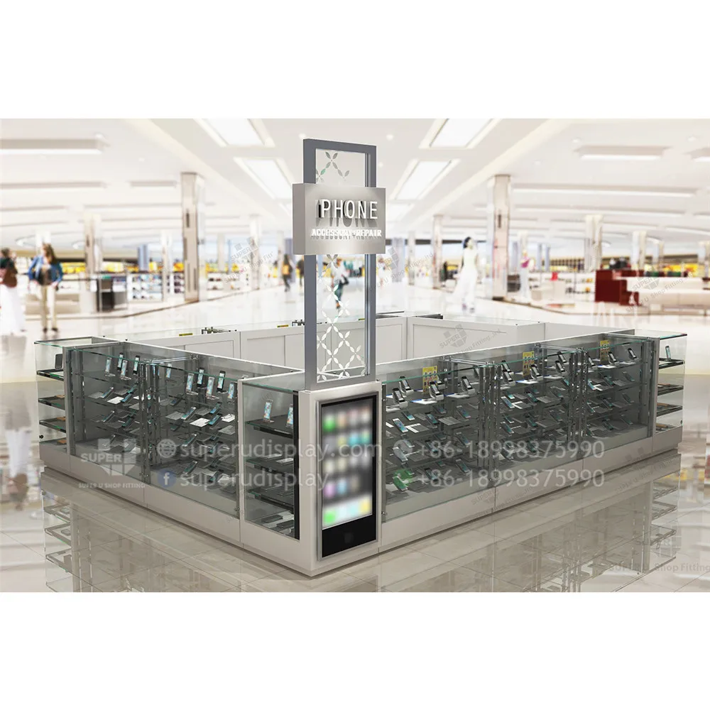 Modern Cell Phone Display Glass Mobile Phone Counter Display