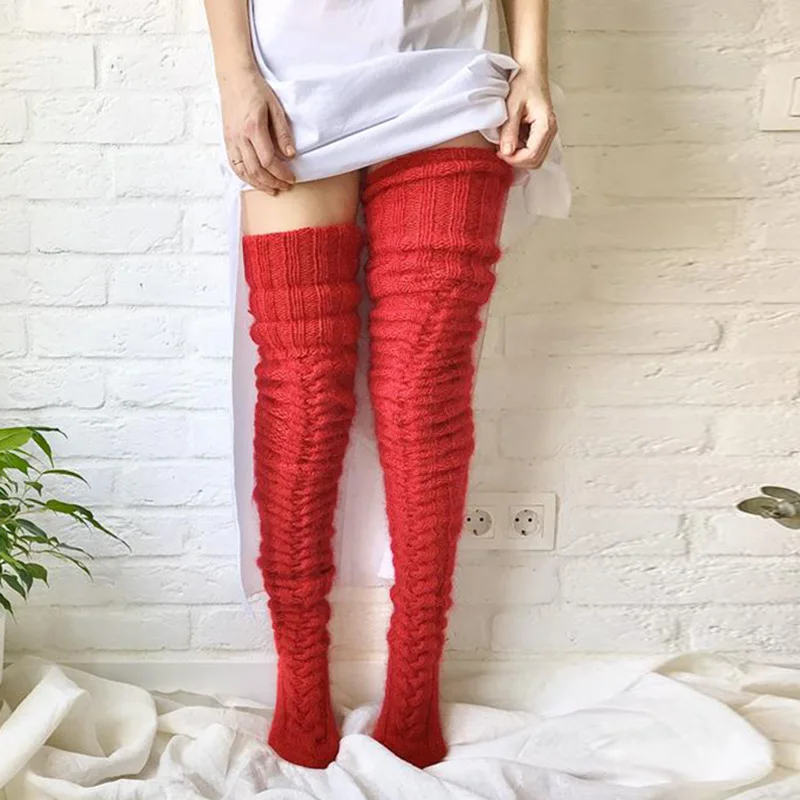 

coldker Winter Long Warm Leg Warmers Knitting Knee High Socks stocking