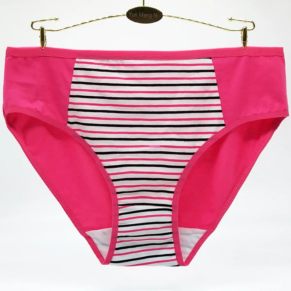 
Wholesale Cotton Classic Stripe Brief Plus Size Womens Panties 