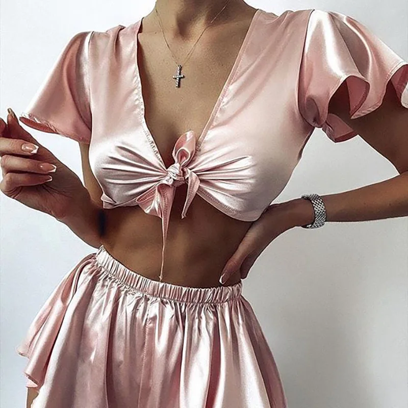 

High quality polyester ladies pajamas china pink wholesale silk satin women sleepwear pajamas, Pink colour other color customization