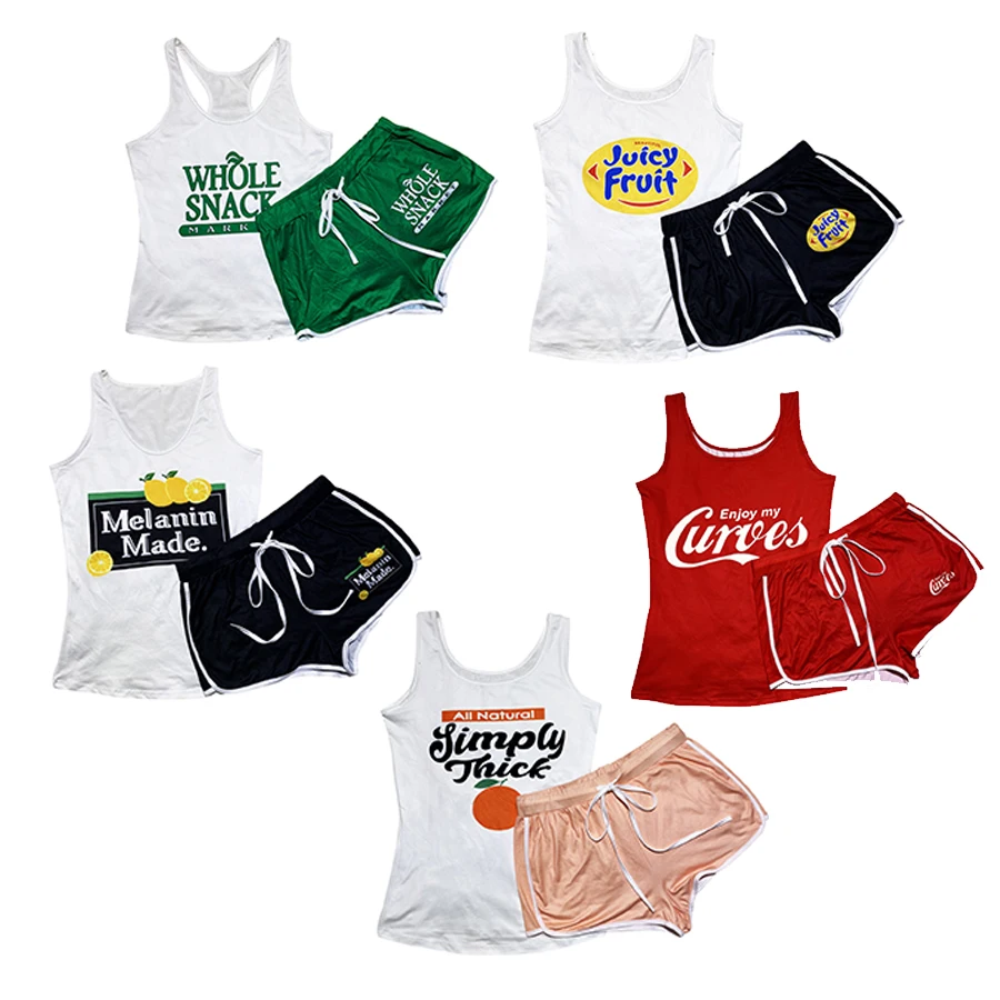 

Wholesale Plus Size 2021 Summer Two Piece Sets GYM Women's Printed Sets Woman Shorts With Pattern Women Clothing Sexy