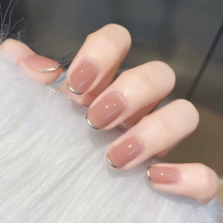 

Red bean paste pink press on nails french full cover press on nails