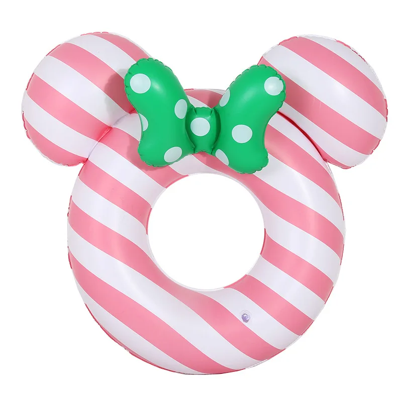 

High quality OEM PVC custom pool float swim ring inflatable pink bow kid swim ring float for summer, Customized color