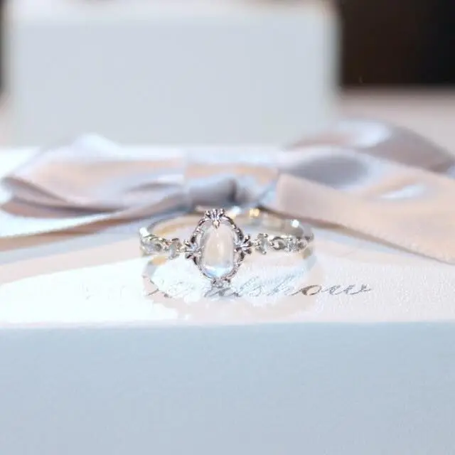 

Wholesale Jewelry KYRA0647 Platinum Plated Moonstone Rings for women, Silver