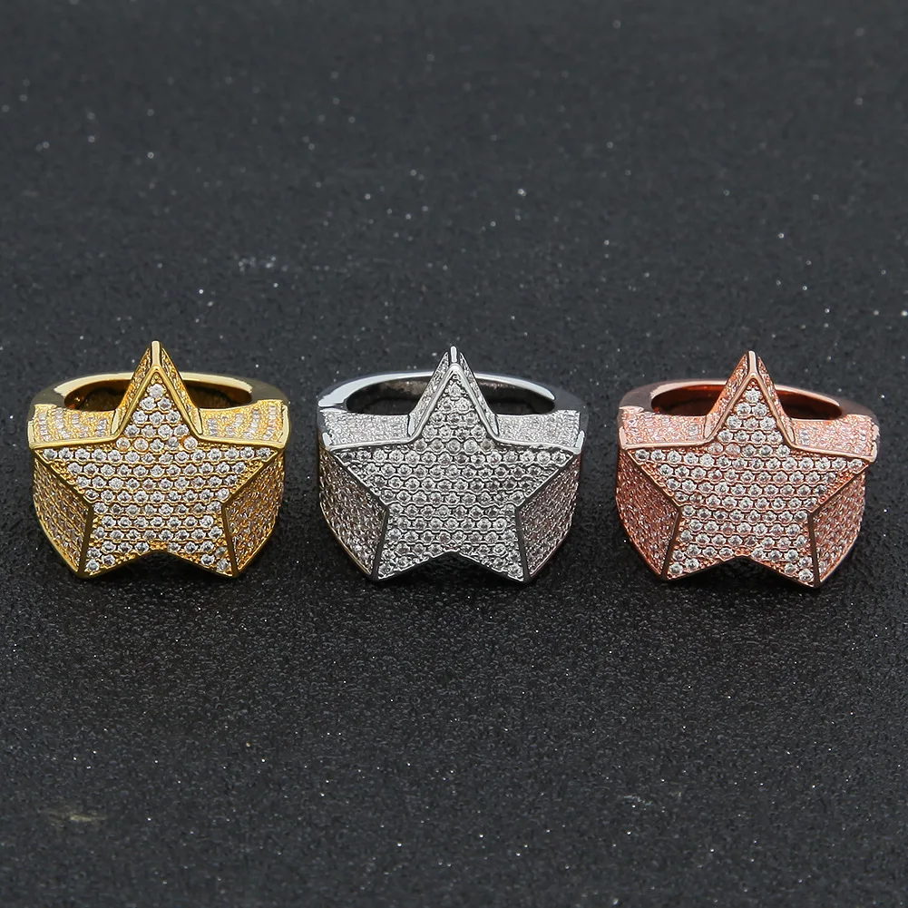 

Five-Pointed Star Rhinestone Rings Dainty Ring Zircon Rings, Pure color (picture color)