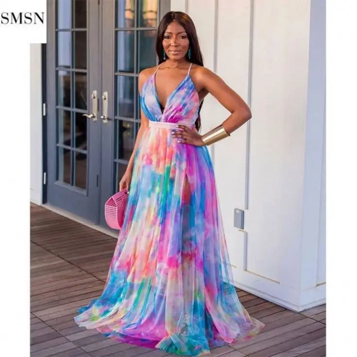 

Hot Selling Casual Dresses Women Spaghetti Strap Elegant Long Dresses Summer Dress 2021