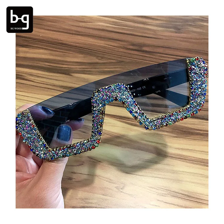 

New 2022 Square Sun Glasses Luxury Bling Rhinestone Party Fancy Eyeglasses For Women Sunglasses