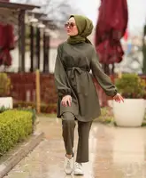 

Arabian Muslim Fashion Women large size two-piece Suit Islamic Elegant Girl Long-sleeve Clothes set