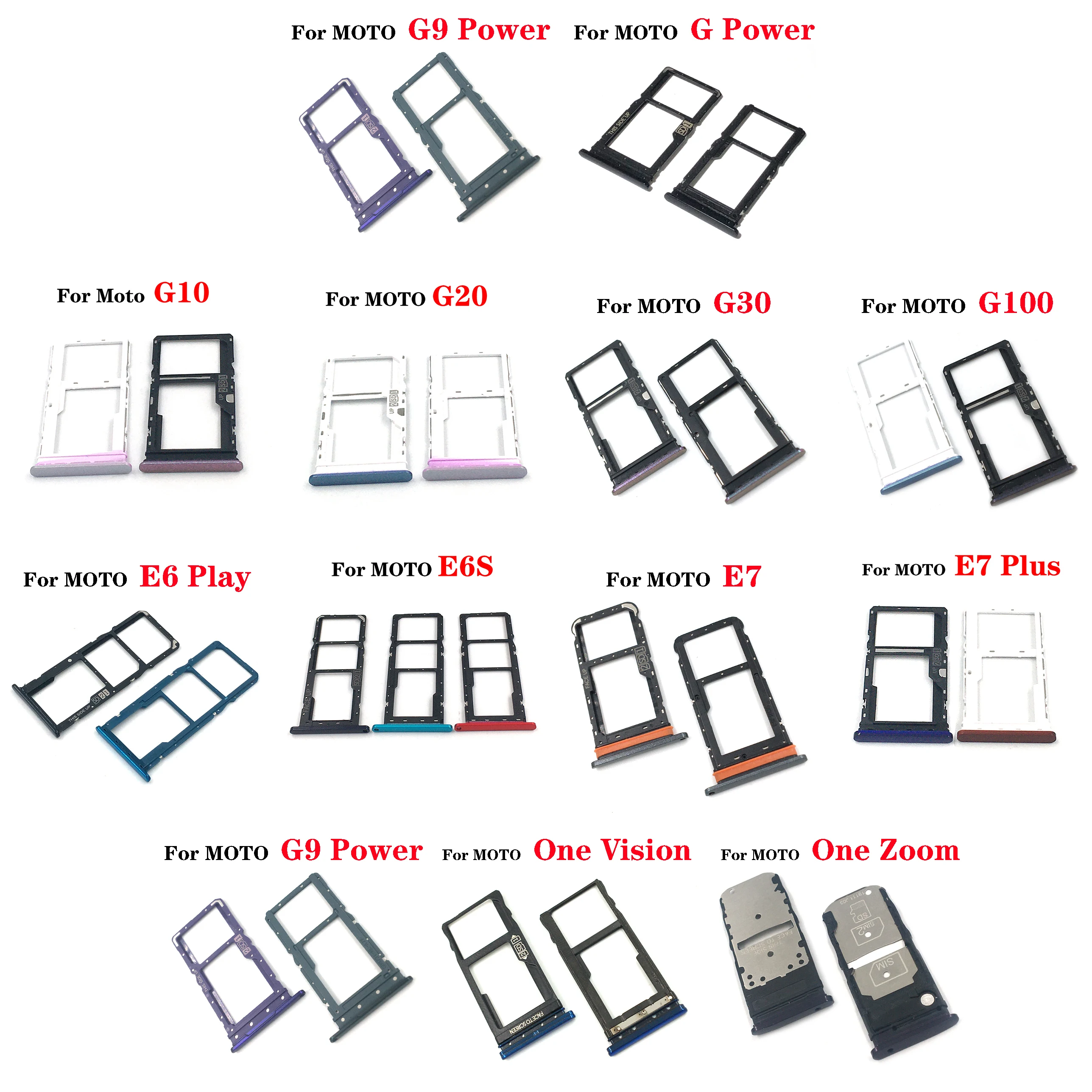 

Sim Card Tray Holder for Motorola Moto G G9 G10 G20 G30 G60 G100 Stylus Power E6 E6S E7 Plus Play One Zoom Vison Hyper Edge 5G