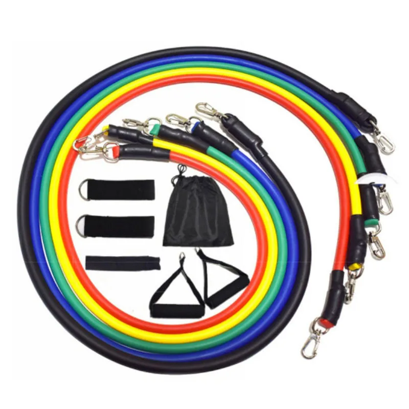 

In stock Fitness Gym 11 kits TPE Material 5 levels Stretch Resistance Band Set