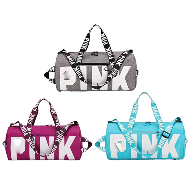 

New style travel duffel bag high quality pink bag yoga gym bag with shoe compartment wholesale, Picture