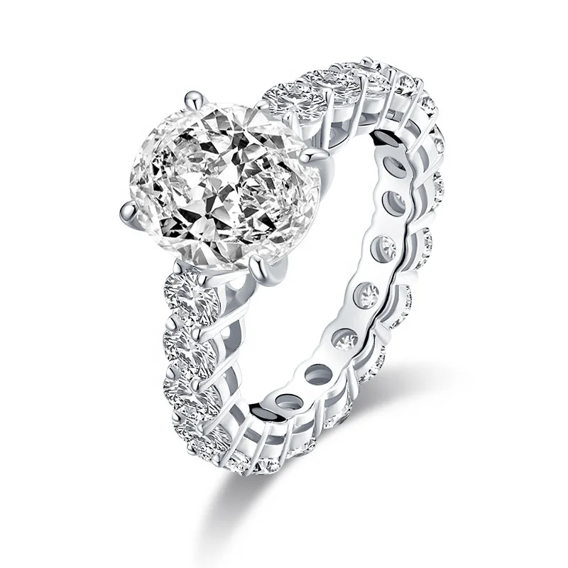 

White Gold Plated Jewelry 925 Sterling Silver 4.0ct Oval Cut Wedding Eternity Rings