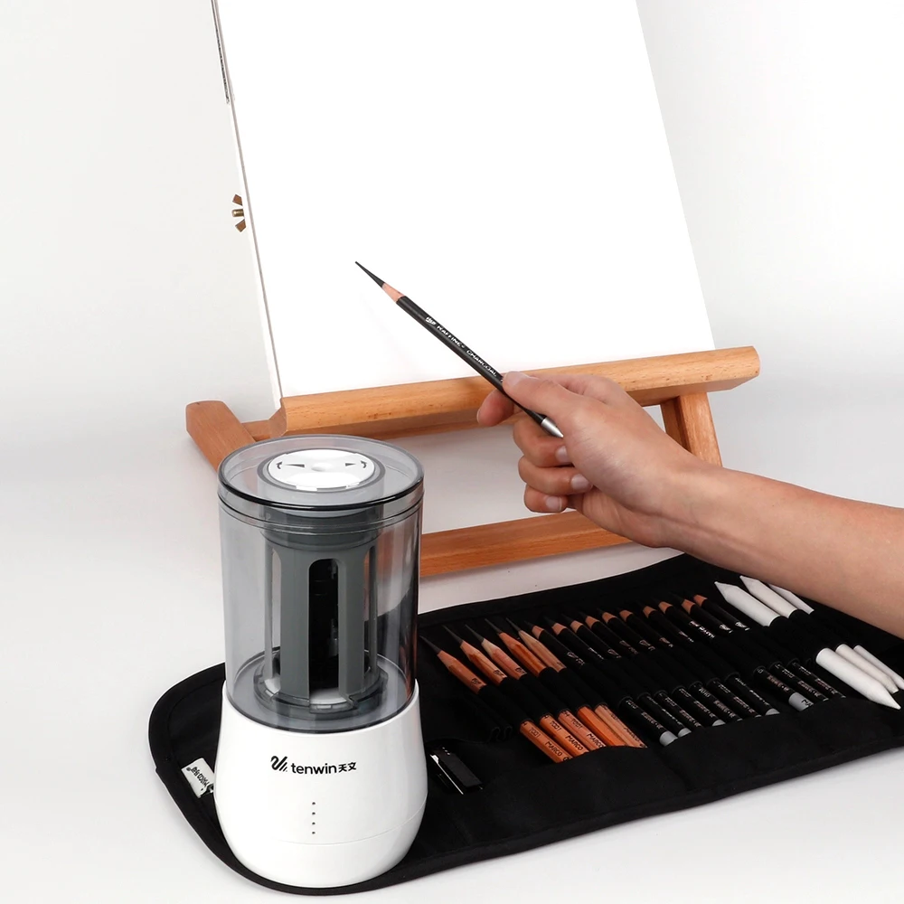 Tenwin Electric Artist Pencil Sharpener For Art Sketch Charcoal Pencil