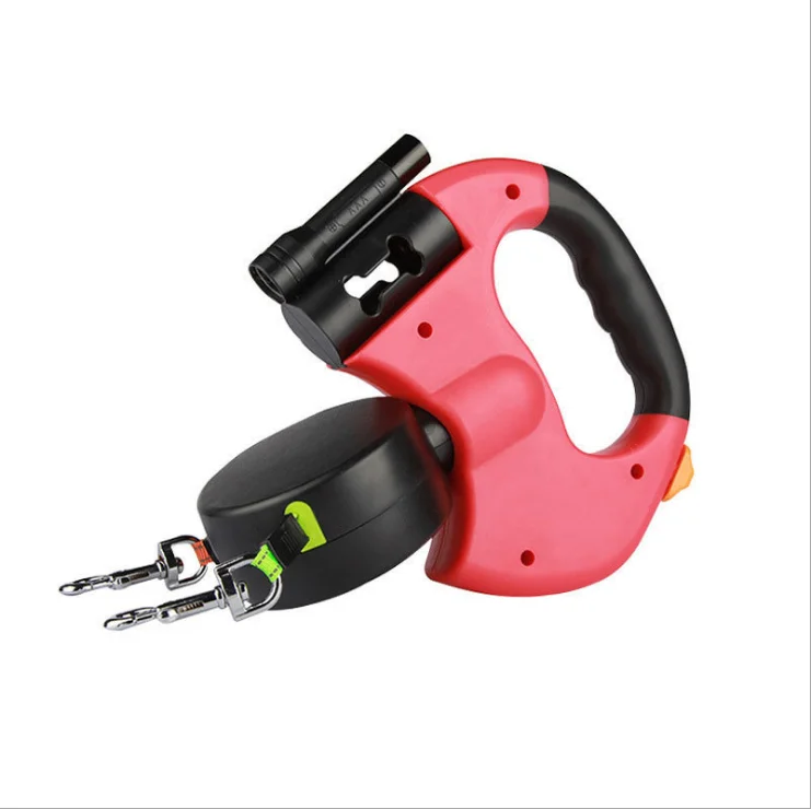 

Pet tractor high elastic telescopic LED light traction rope, Black,red