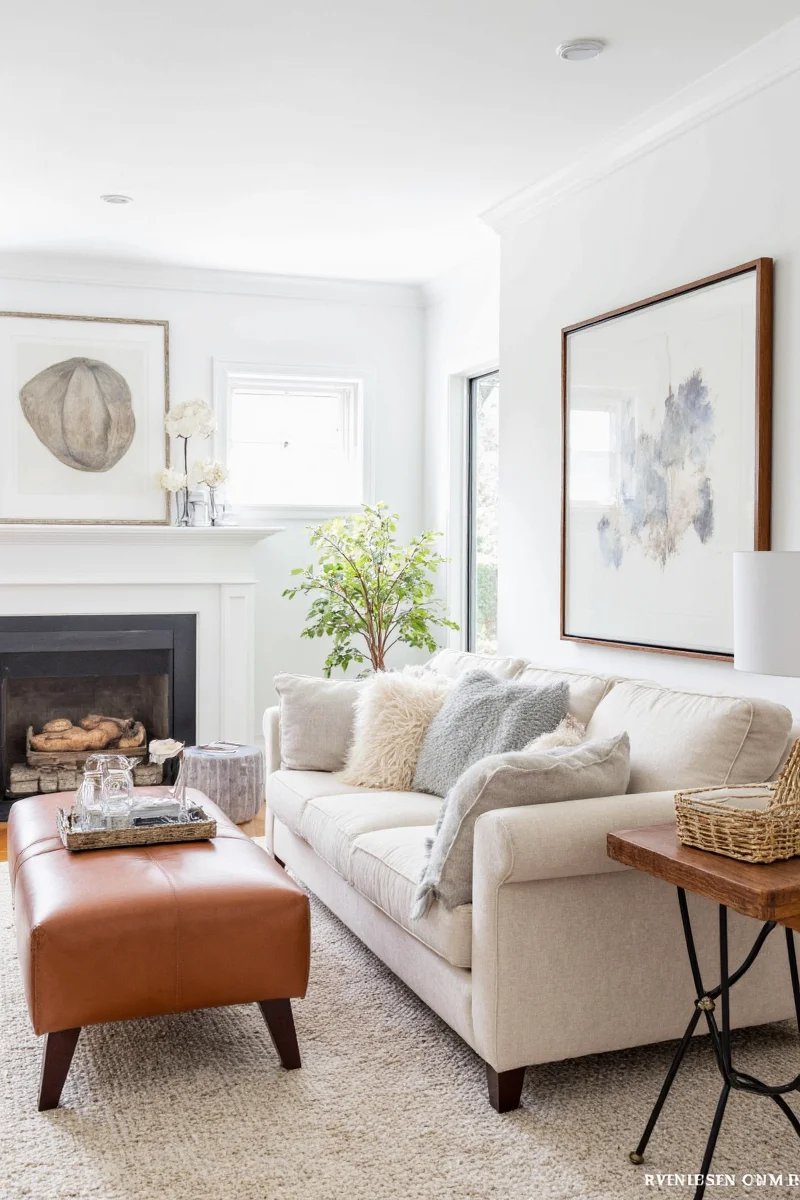 Living room with kids playing on floor and durable furniture
