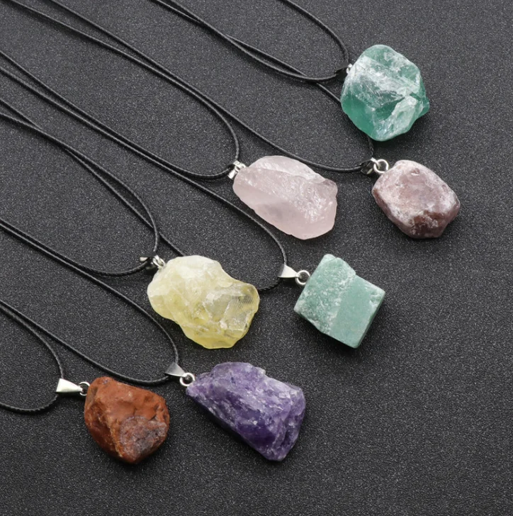 

Hot sale natural raw stone agate amethyst rough rose quartz pendant