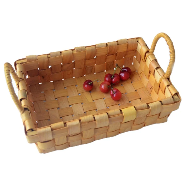 

Wooden food tray storage baskets with handles, Customized