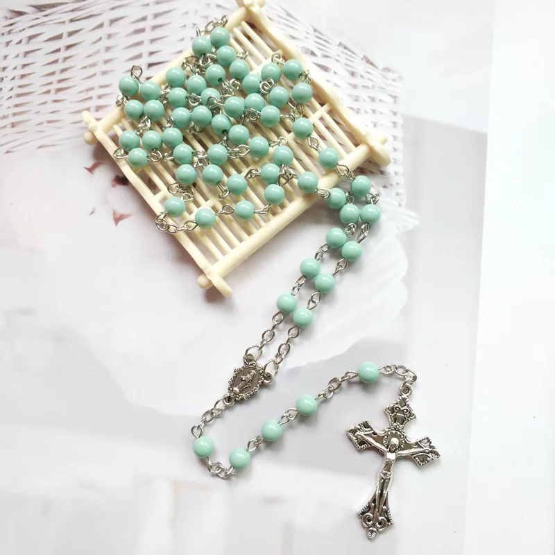 

2021 Sailing Jewelry Trendy Christianity Jesus Necklace Jesus Cross Rosary Necklace Italian Rose Rosary Necklace