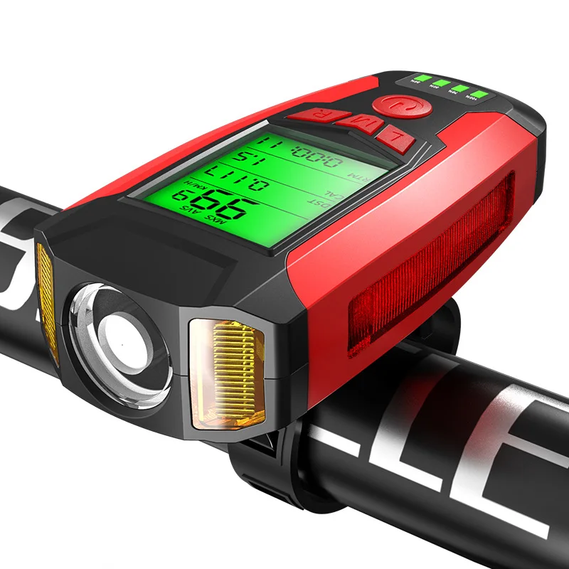 

Waterproof Bicycle Horn Light Computer cycle Meter Light USB Rechargeable Bike Headlight With Bicycle Bell