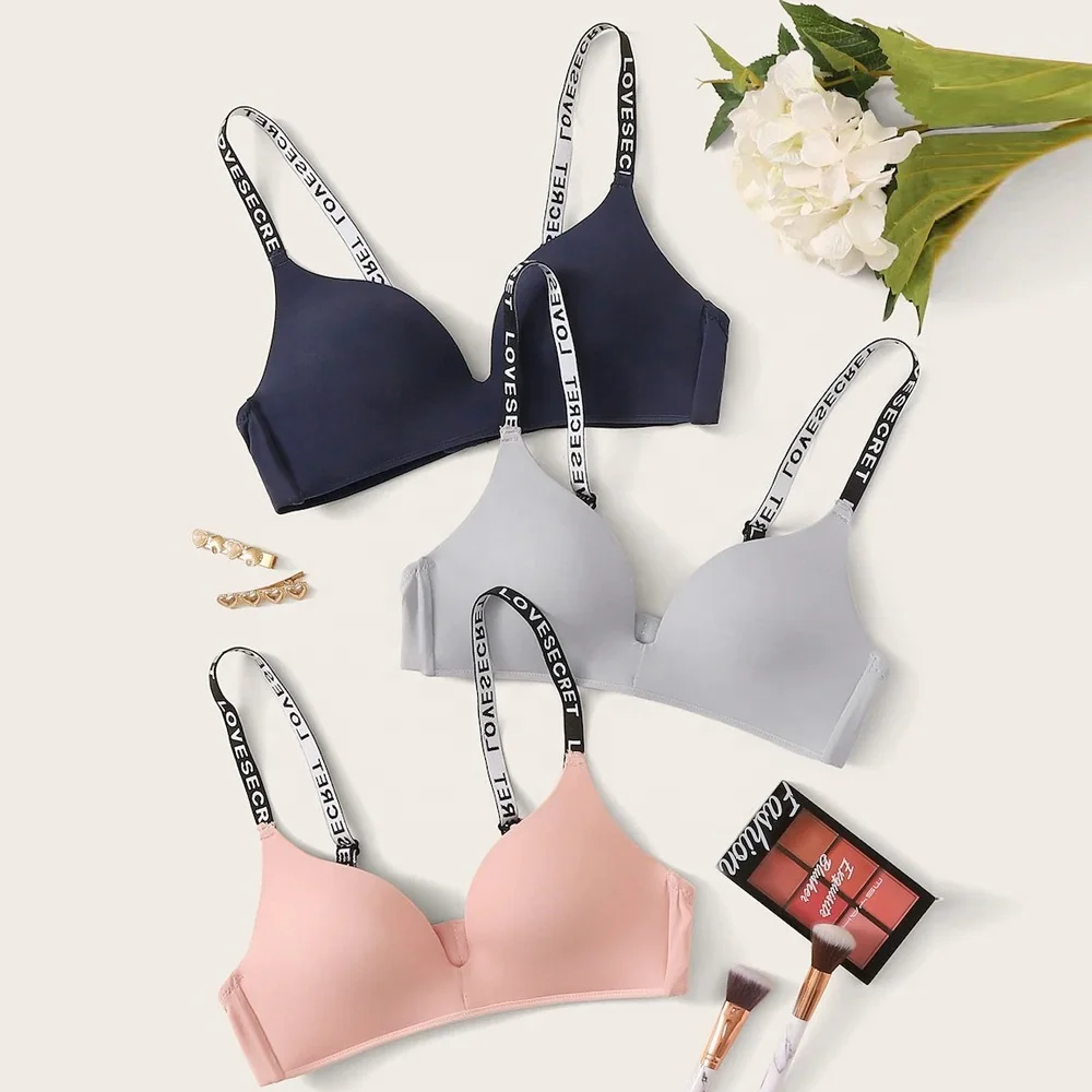 

Seamless Comfortable Bra With Letter Straps Back Closure Bra Size 34