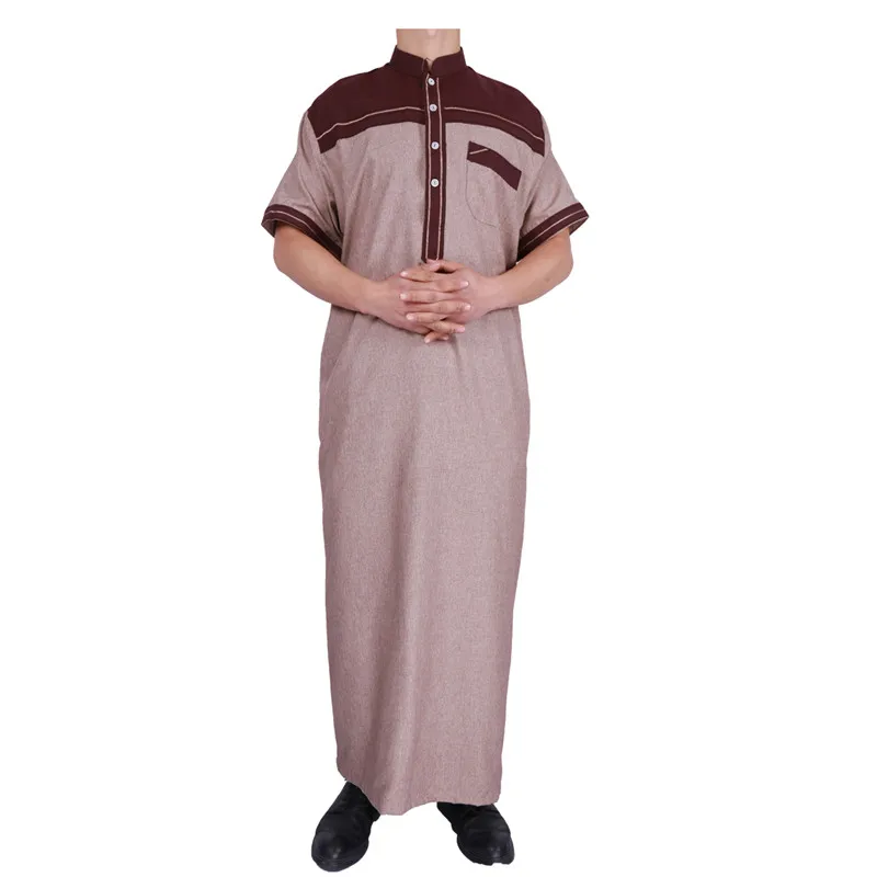 

2020 Latest Design Fashion Islamic Men Clothing Cotton Linen Men Thobe with Stand Collar, Mix colors
