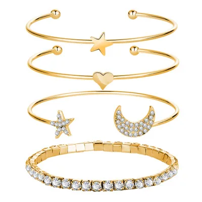 

New gold plated designer bracelet charm V-shaped bracelet 6-piece set, As pic