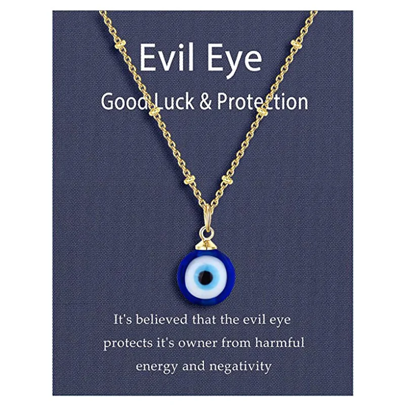 

GT New Design High Quality Elegant Evil Eyes Necklace Women Gold Plated Necklace Display Card, As the picture
