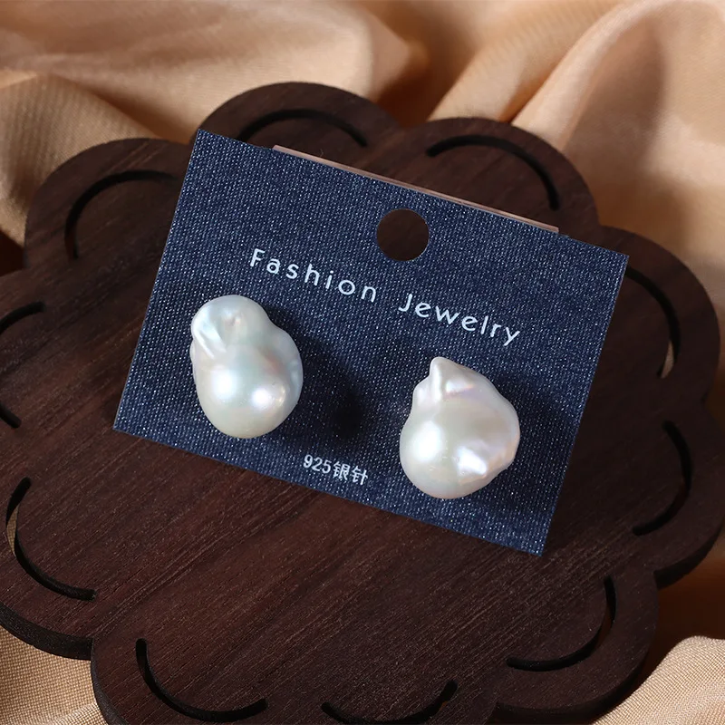 

13-14mm fresh water aaa vintage pearl earrings baroque pearl genuine freshwater irregular shape pearl earrings for women