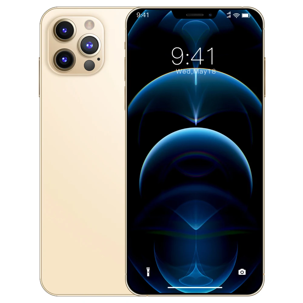 

2021 Original phone i12 Pro MAX 6.7 inch Android Smartphones 12GB+512GB 10-Core 5G LET Cellphones 4 Camera cell phone, Bright black/white/ gold/blue